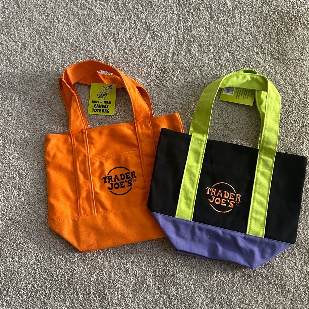 NWT Trader Joe's Cancas Mini Tote Gift Bags - Halloween Lot of 2